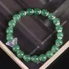 Pulseira DIY de Círculo Único de Ágata Vermelha e Verde Acessórios de Borboleta Pulseira de Contas Wenwan Buddha Joia de Mão Simples para Homens e Mulheres Rosário