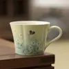 Taza de Café Pintada a Mano Cerámica Bajo Esmalte Margarita Taza de Agua Cerámica de Alto Valor Taza para Té de la Tarde en Casa para Mujeres Lujo Ligero Boutique