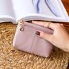 Monedero Estuche para Tarjetas para Mujer Llavero Bolsa Pequeña de Cuero Suave Bolsa para Monedas Texturizada de Alta Gama Cremallera Mini Billetera Pequeña para Mujer