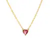 Collar Colgante Corazón de Acero de Titanio con Circonita Cúbica de Colores Cadena Clavicular de 12 Piedras de Nacimiento para Mujer