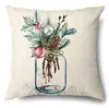 Productos para el Hogar Transfronterizos Amazon Funda de Almohada Navideña Papá Noel Árbol Sofá Funda de Almohada de Lino Funda de Almohada