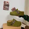 Medias Pantuflas Cerradas de Suela Gruesa para Aumentar la Altura 2026 Nueva Llegada de Primavera Estilo Artístico Retro Estilo Bosque Pantuflas Relajadas tipo Birkenstock para Mujer