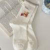 Calcetines de verano para mujer, calcetines de tubo finos de malla transpirable, calcetines de algodón con dibujos animados de cachorro, lindos, con alfabeto japonés, apilados