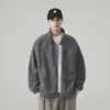 Moletom masculino para primavera e outono de 2026, de manga longa, ombros caídos, corte solto, novo suéter moderno e estiloso com gola redonda