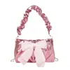 Bolso de Hombro Plegado de Moda para Mujer 2025 Nuevo de Moda con Lazo Bolso Cruzado Dulce Lindo Transfronterizo