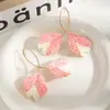 Pendientes de Hojas Tejidos Coloridos de Primavera con Líneas, Estilo Exagerado Europeo y Americano Que Hacen que el Rostro Parezca Más Pequeño