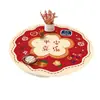 Mantel individual redondo para casa nueva, mantel festivo rojo impermeable y resistente al calor, pieza decorativa para mesas redondas pequeñas y mesas de centro