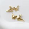 Colgante de mariposa doble con circonita cúbica bañado en oro de 14 quilates, hecho a mano, para pulsera, collar, pendientes y accesorios.