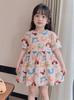 Vestido nuevo para niñas Verano Floral Vestido de princesa para niños Vestido de playa Verano Algodón Seda Tirantes Vestido holgado 2025