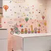 Varios vinilos de pared de globos aerostáticos, nubes y animales para paredes de fondo de dormitorio y sala de estar, decoración de habitaciones del hogar, vinilos de pared autoadhesivos