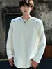 Moletom bonito de celebridade da internet para homens, estilo primavera e outono, gola redonda, roupas masculinas, novo estilo Hua Mian 2024, manga longa, roupas masculinas de peça falsa dupla para homens