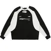 Sudadera Redonda Versátil Simple Genial Estilo Retro Americano para Hombres y Mujeres, Top Biker Holgado y Elegante para Primavera y Otoño