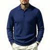 2026 Nuevo Jersey de Punto Casual con Cuello para Hombre, Otoño-Invierno, Transfronterizo, Canalé, Tallas Grandes, Camiseta Base de Moda y Cálida