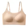 Base Líquida Invisível Sem Costura Roupa Íntima para Meninas Adolescentes, À Prova de Choque, Respirável, Bojo Fixo, Sutiã Estilo Regata para Estudantes