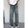 Otoño Invierno Estilo Americano Jeans para Hombre Marca de Moda Pantalones Rectos Holgados Pantalones Largos Retro Salpicados High Street Lavados de Pierna Ancha con Caída