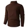 Comércio Exterior Transfronteiriço Novo Produto Outono e Inverno: Camisa base masculina de cor sólida escovada dupla face com gola semifechada termostática quente