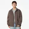 Chaqueta de trabajo retro americana con cuello alto para hombre, chaqueta aviador de diseño patchwork de marca moderna para primavera y otoño, chaqueta corta de béisbol