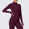 Top de Manga Larga para Mujer Europeo y Americano para Deportes al Aire Libre, Ajustado, Media Cremallera, Ropa de Yoga, Otoño Invierno, Ajustado, Chaqueta de Fitness para Correr