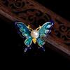 Novo pingente de óleo esmaltado cloisonné azul queimado borboleta tridimensional acessórios podem ser incrustados joias de liga material DIY feito à mão