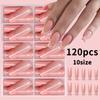 Producto de gran venta transfronteriza: 120 Piezas, 240 Piezas, 360 Piezas/Caja, Uñas Portátiles Estilo Francés con Borde Blanco, Manicura Color Nude, Uñas Postizas Removibles
