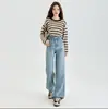 Jeans de pierna ancha holgados de forro polar grueso transfronterizos para mujer, pantalones rectos estrechos de cintura alta forrados de forro polar de invierno para cuerpo tipo pera