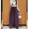Pantalones de Chándal de Otoño con Diseño de Cordón Fluido Cintura Alta Adelgazantes Deportivos Pierna Ancha Regular Simples Versátiles Casuales