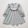 Vestido para Niñas Estilo Bosque Bordado Floral Retro 2026 Otoño Nuevo Cuello Alto Mangas Largas con Volantes Vestido de Princesa Infantil