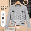Nova Coleção Primavera e Outono 2026 Estilo Coreano Inspirado em Ballet Conjunto de Duas Peças Camiseta de Manga Longa com Detalhe de Laço e Tira para Meninas