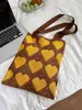 Bolsa de Ombro Flor Doce Estilo Japonês e Coreano Bolsa Tote de Tricô de Grande Capacidade Versátil para o Dia a Dia Bolsa para Livros de Estudante