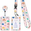 Fivela retrátil de puxar fácil Clipe para crachá Padrão de leopardo Porta-cartão de identificação Cordão para crachá Fivela retrátil de puxar fácil