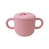 Taza de Silicona para Snacks Infantil Transfronteriza con Doble Asa, Asa, Popote Recto Curvo, Anticaídas, Suave, Taza de Agua Creativa, Taza con Popote