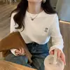 Camiseta de Manga Larga de Terciopelo Doble Cara Engrosada Forrada de Lana para Mujer, Nueva de Otoño e Invierno, Holgada, Adelgazante, Cálida, Camiseta Interior Base