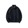 Chaqueta de mezclilla retro versátil con cuello alto de la alta calle americana, unisex, abrigo corto vintage suelto y simple