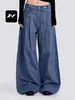 Pantalones Cargo Rectos Multicolores Estilo Retro Americano Feng Mei para Hombres y Mujeres Cintura Ajustable Holgada Plegados Modernos Casuales de Pierna Ancha