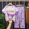 Pijama Infantil, Calça Longa para Meninas, Roupas de Verão de Manga Curta, Conjunto de Roupas Caseiras Fofas de Princesa para Crianças de Meia-Idade e Mais Velhas, Adequado para Usar Fora