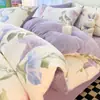 Juego de Cuatro Piezas de Terciopelo de Leche de Invierno, Sábana Gruesa para Otoño e Invierno, Funda de Edredón de Felpa, Juego de Tres Piezas de Sábana para Dormitorio de Felpa de Coral