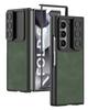 Capa dobrável para Samsung Galaxy ZFold6 com janela de pressão e película protetora de couro fosco resistente a quedas