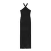 Exportação Transfronteiriça Roupas Femininas 2025 Novo Estilo Europeu e Americano Moda Vestido com Franjas Elástico Decote Halter Ombro a Ombro 5584212