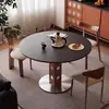 Mesa Redonda Berg Estilo Nórdico con Patas Metálicas Vintage, Mesa de Comedor para Apartamento Pequeño, Mesa de Comedor de Pizarra de Madera Maciza Estilo Nórdico Bauhaus para Uso Doméstico