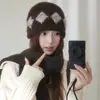 Gorro de Punto con Diamantes en Bloques de Color Fair Isle para Mujer 2026 Otoño Gorro Cálido para el Frío Hace que la Cara Parezca Más Pequeña Gorro Holgado de Lana Gorro