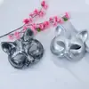 Máscara de Gato de Medio Rostro para Baile de Graduación Estilo Punk Antiguo Vintage Máscara de Plástico Accesorios de Disfraz para Fiesta de Cumpleaños