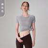 Playera de Verano Nude Sin Costuras de Manga Corta para Mujer Casual Deportiva Adelgazante Look Ropa de Fitness Malla Cuello Redondo Ropa de Yoga Camiseta