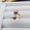 Anillo Abierto Personalizado Elegante Corona de Diamante Perla Morada Natural Moda Versátil Lujo Ligero Anillo Simple Apilable