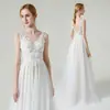 Vestido de Novia Blanco Ligero con Encaje de Mariposas, Estilo Francés, Cola Pequeña, Sencillo Vestido de Noche para Mujer