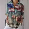 Camisa Feminina Europeia e Americana Moda Manga Três Quartos Impressão Digital 3D Venda Quente Fornecedor de Fábrica Moda Casual Multicor