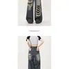 Jeans rotos de diseño retro de alta costura de nicho estilo americano para hombre, pantalones de otoño de cintura alta, holgados, estilo callejero, largos hasta el suelo