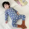 Otoño e Invierno Ropa de Otoño y Pantalón de Algodón Puro para Bebé Traje Ropa Interior sin Costuras para Niños Pijama Grueso Cálido de Dibujos Animados para Niños y Niñas