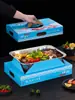 Caja de empaque para llevar de pescado a la parrilla, para llevar comercial, caja de aluminio calentable para pescado a la parrilla, charola de aluminio desechable, forma rectangular