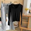 Suéter grande estilo coreano anti-desgarro con solapa de manga larga ajustado Top ajustado Ropa nueva de otoño e invierno para mujer Chic