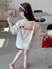 Camiseta de Manga Corta con Estampado de Dibujos Animados para Niñas Ropa de Verano 2025 Nuevo Estilo de Verano Top de Media Manga para Estudiante Niña